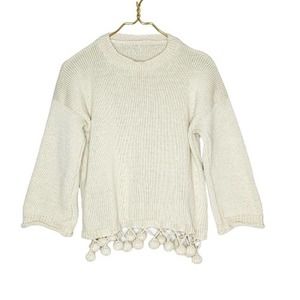 VINTAGE Boho bobble sweater cream nude chunky